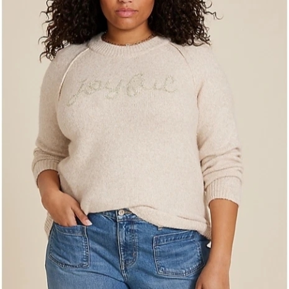 Maurices Cream Joyful Holiday Sweater 3X
